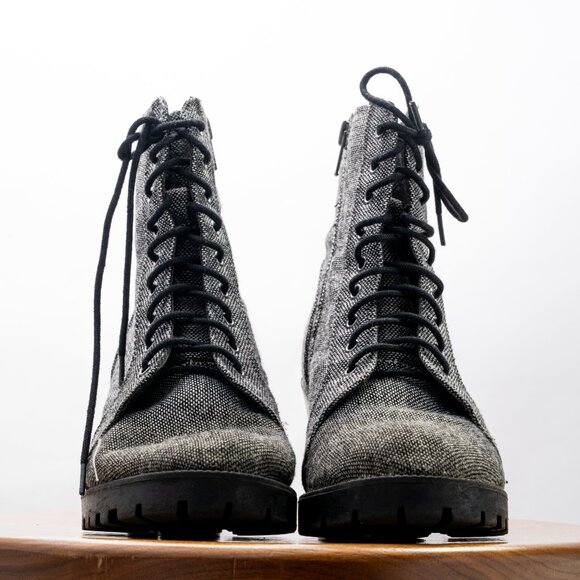 Metaphor Women's Size 7 Tinley Lace-Up High Heel Boot - Gray & Black - Picture 5 of 8